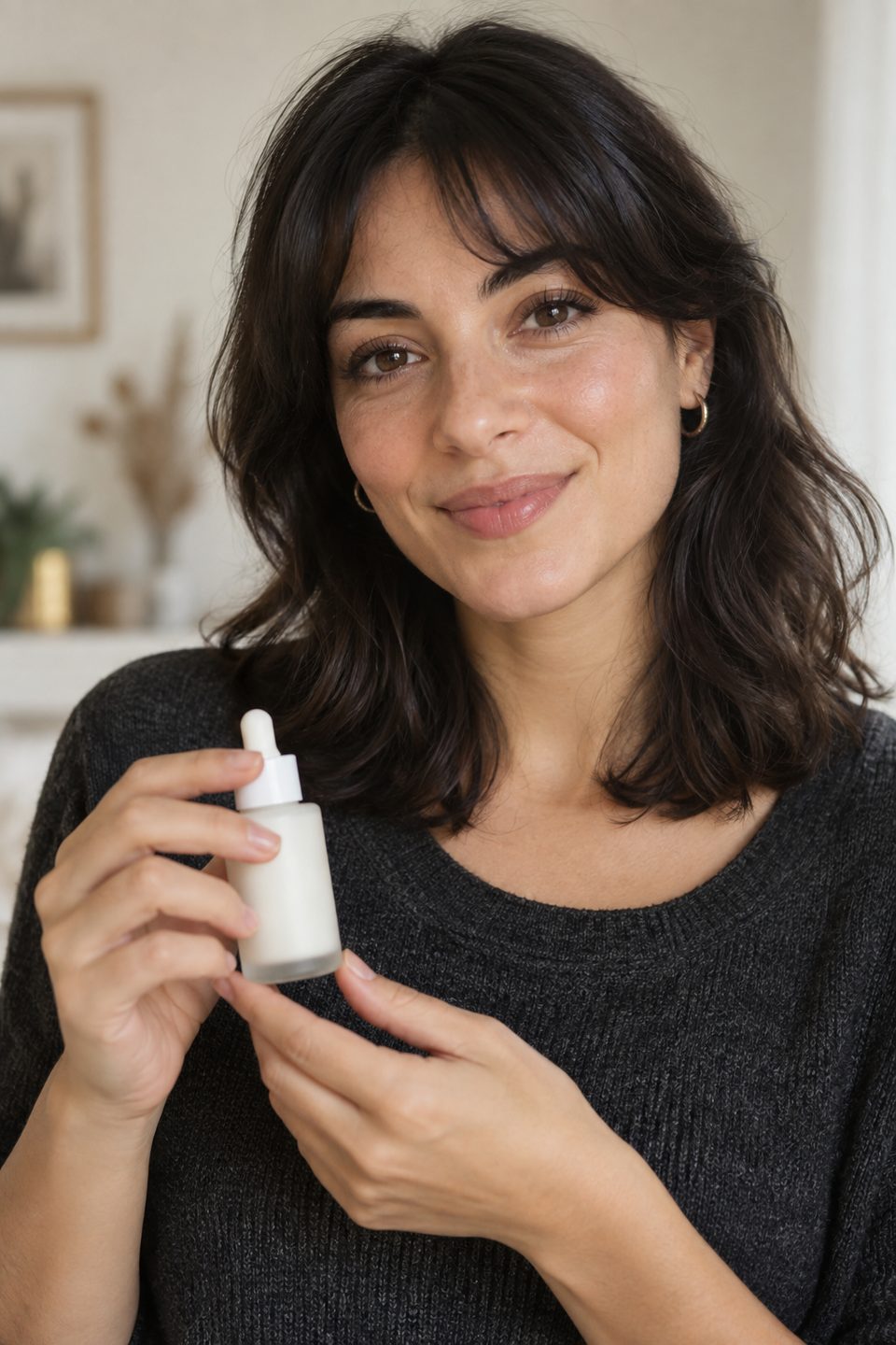 Illustrative beauty creator discussing an unbranded skincare product